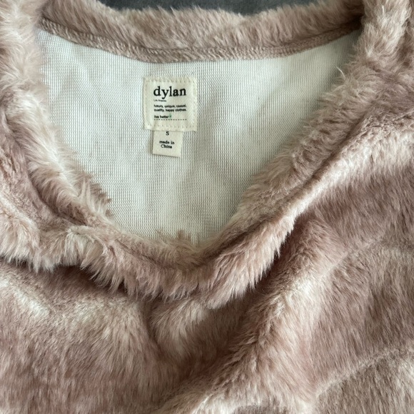 Dylan Chevron Faux Fur Long Sleeve Sweater Women's Size S Brown Tan Cozy - Picture 8 of 11